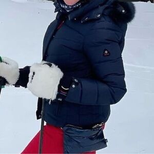 Women's Bogner Fire + Ice Navy Skit Puffer Jacket w Detachable Fox fur hood